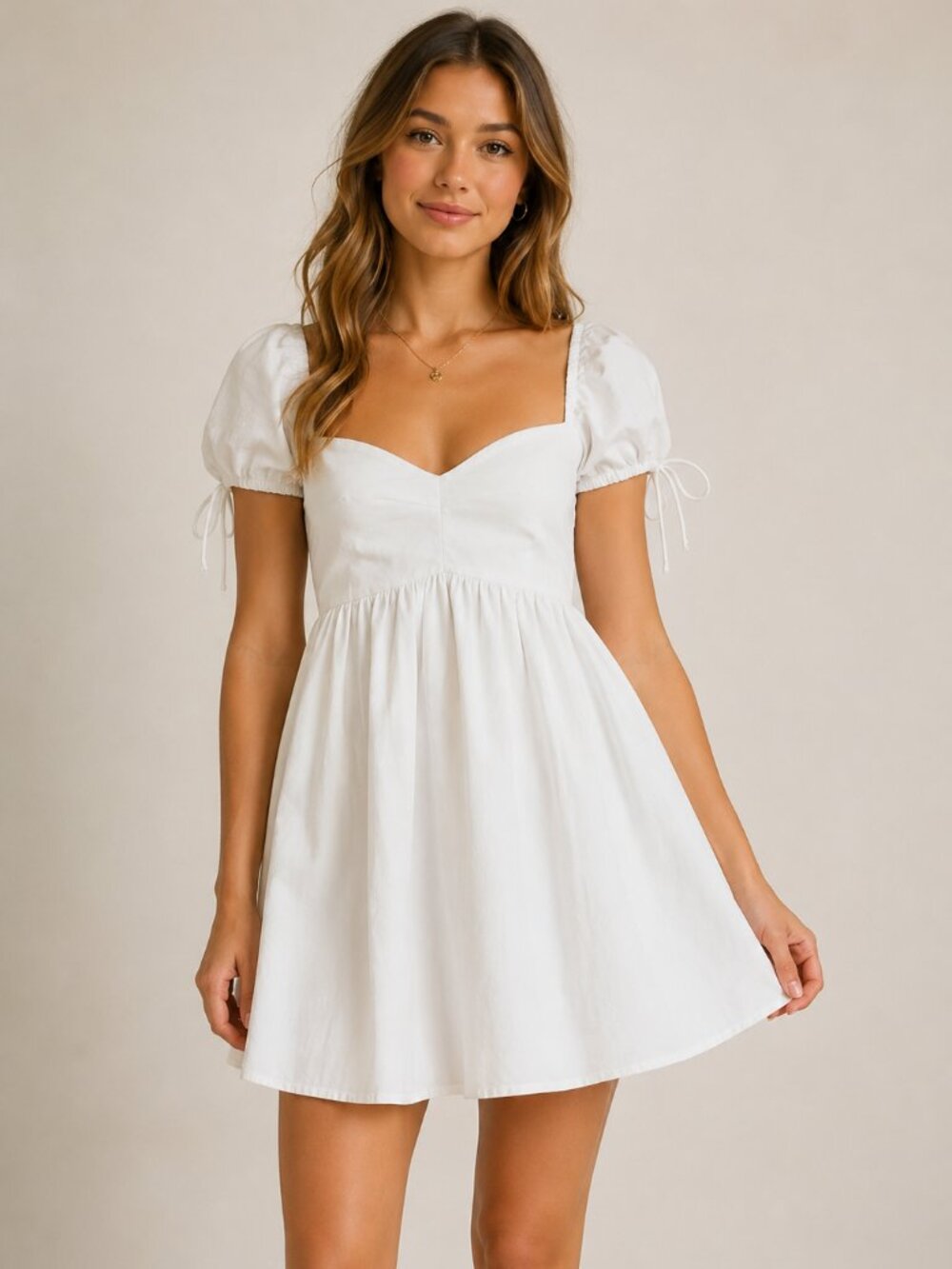Abercrombie & Fitch Emerson Puff Sleeve Mini Dress White Size L